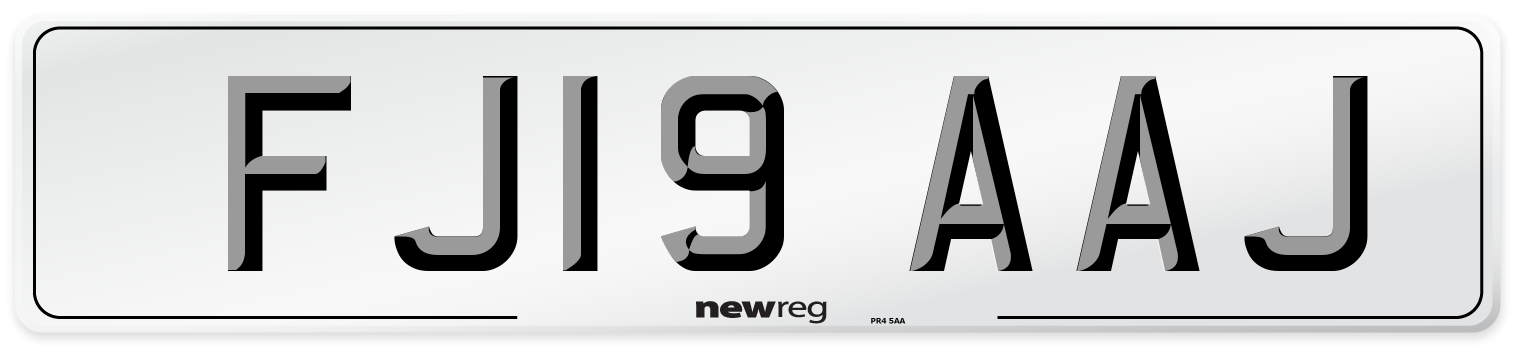 FJ19 AAJ Number Plate from New Reg